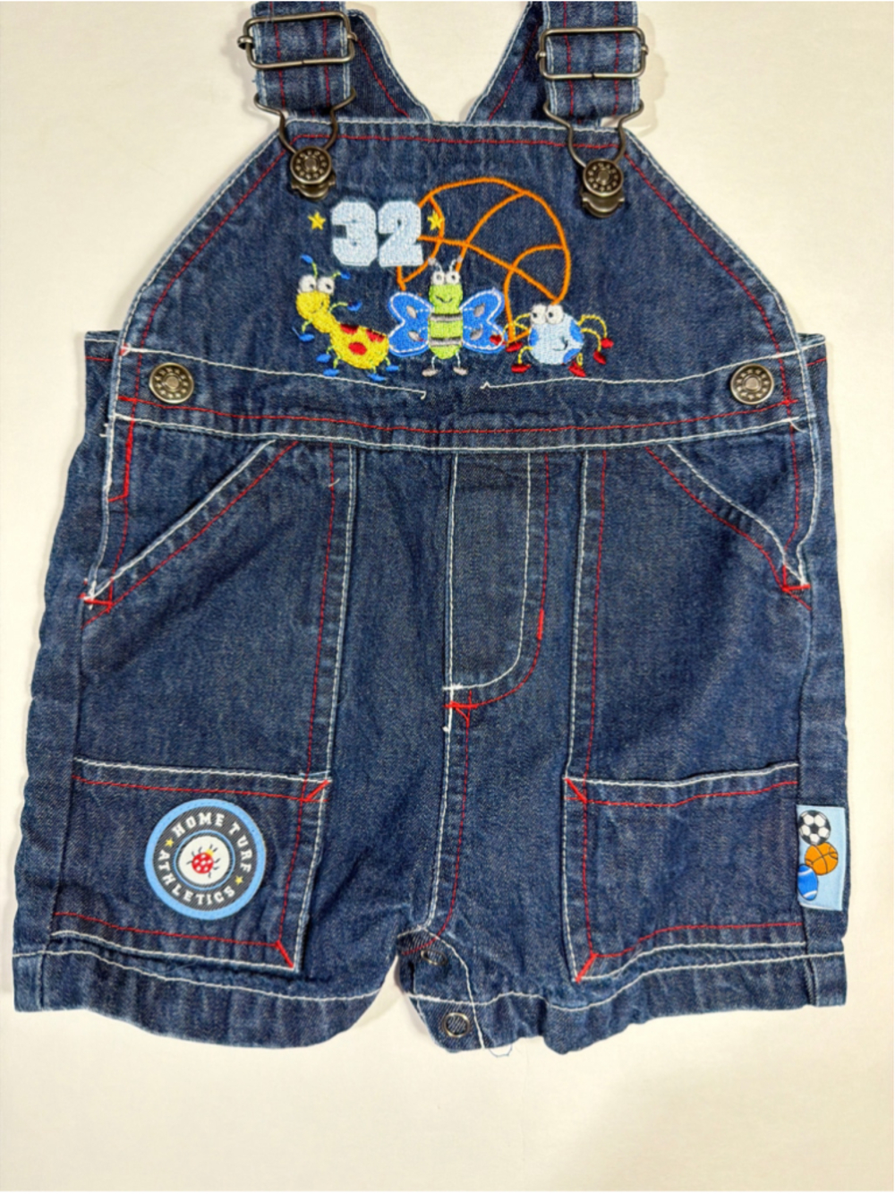 Baby Boy Denim Shots Overalls Kids Play Bugs Sports Theme 0-3 Months